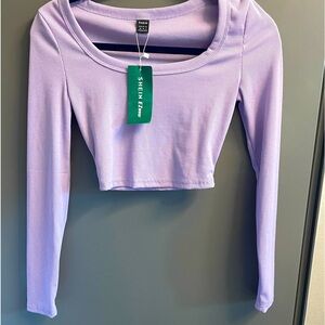 NWT, lilac SHEIN crop top, long sleeves, easy wear